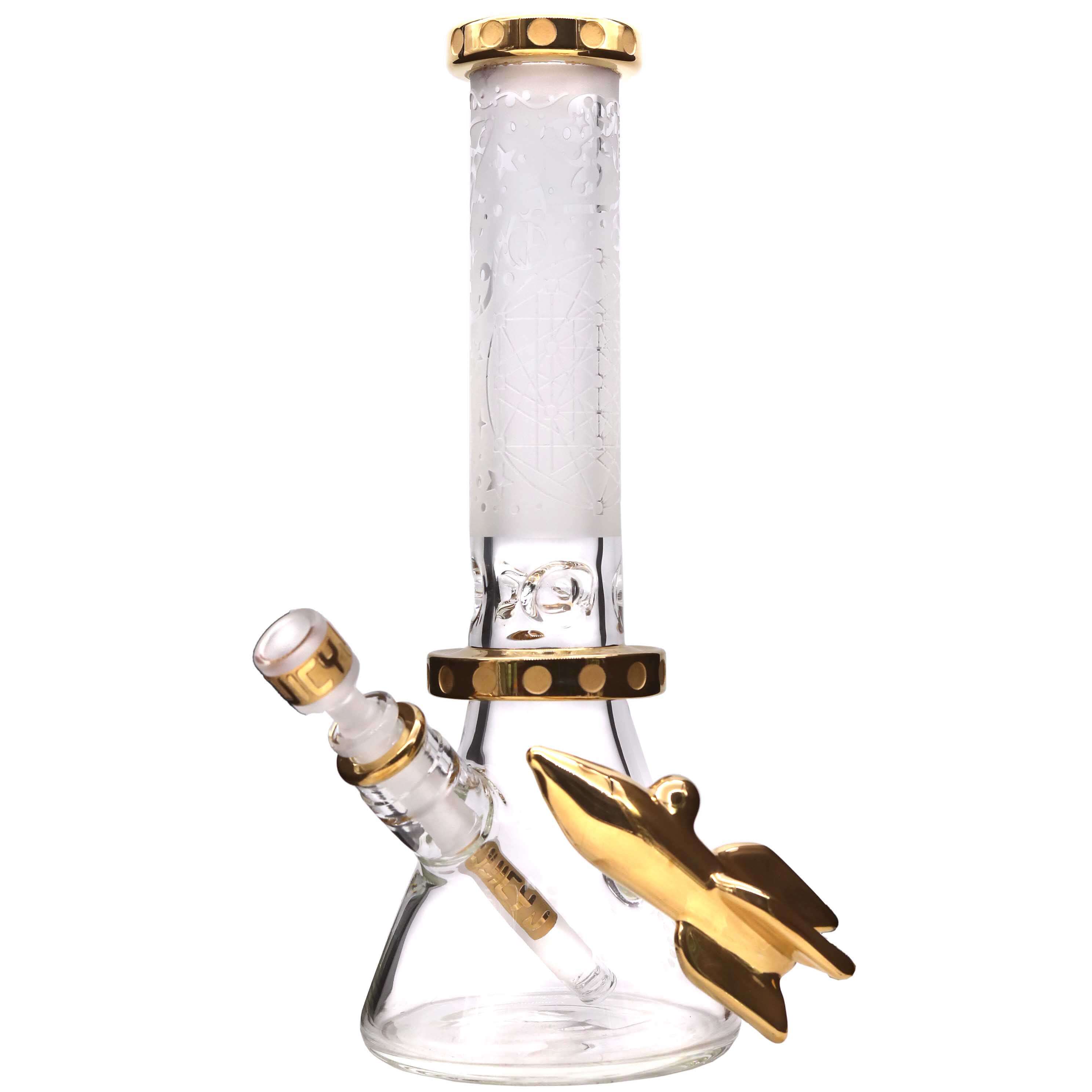 Cheech Juicy J Gold Rocket Takeoff Beaker Waterpipe (JJ-242) | 12 inch  product image